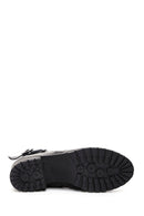 Women's Black Leather Buckle Heeled Boots | Derimod Women's Black Leather Buckle Heeled Boots | Derimod
