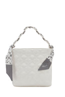 Women's Cream Long Strap Quilted Handbag with Accessory Detail | Derimod Women's Cream Long Strap Quilted Handbag with Accessory Detail | Derimod