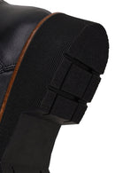 Woman Black Zip Closure Thick-Soled Leather Combat Boots | Derimod Woman Black Zip Closure Thick-Soled Leather Combat Boots | Derimod