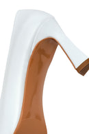 Woman White Thick-Heeled Leather Stiletto | Derimod Woman White Thick-Heeled Leather Stiletto | Derimod