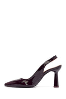 Woman Burgundy Open-Back Chunky-Heel Leather Shoes | Derimod Woman Burgundy Open-Back Chunky-Heel Leather Shoes | Derimod