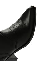 Women's Black Leather Cowboy Boots | Derimod Women's Black Leather Cowboy Boots | Derimod