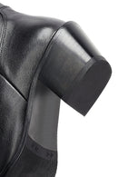 Woman Black Thick-Heeled Leather Cowboy Boots | Derimod Woman Black Thick-Heeled Leather Cowboy Boots | Derimod