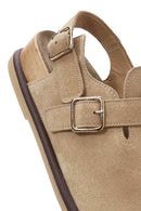 Women's Camel Back Tie Suede Leather Sandals | Derimod Women's Camel Back Tie Suede Leather Sandals | Derimod