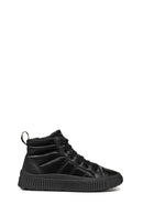 Geox Girls Black Laquinny Lace-Up Fabric Ankle Sneakers | Derimod Geox Girls Black Laquinny Lace-Up Fabric Ankle Sneakers | Derimod