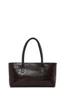 Woman Brown Croc-Embossed Shoulder Bag | Derimod Woman Brown Croc-Embossed Shoulder Bag | Derimod