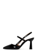 Women's Black Open-Back Heeled Leather Shoes | Derimod Women's Black Open-Back Heeled Leather Shoes | Derimod