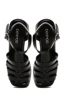 Women's Leather Patent Leather Thick Heeled Platform Sandals | Derimod Women's Leather Patent Leather Thick Heeled Platform Sandals | Derimod