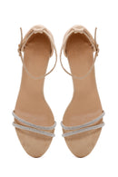 Women's Beige Stone Heeled Sandals | Derimod Women's Beige Stone Heeled Sandals | Derimod