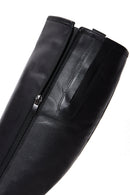 Women's Black Zippered Leather Boots | Derimod Women's Black Zippered Leather Boots | Derimod