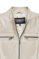 Derek Women's Beige Short Leather Jacket | Derimod Derek Women's Beige Short Leather Jacket | Derimod