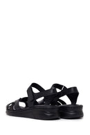Woman Black Strappy Leather Comfort Sandal | Derimod Woman Black Strappy Leather Comfort Sandal | Derimod