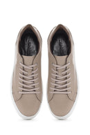 Men's Beige Lace-up Leather Sneaker | Derimod Men's Beige Lace-up Leather Sneaker | Derimod
