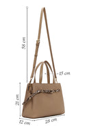Woman Dark Beige Long-Strap Patterned Shoulder Bag | Derimod Woman Dark Beige Long-Strap Patterned Shoulder Bag | Derimod