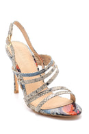 Women's Snakeskin Patterned Heeled Sandals | Derimod Women's Snakeskin Patterned Heeled Sandals | Derimod