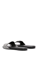 Women's Black Stone Slippers | Derimod Women's Black Stone Slippers | Derimod