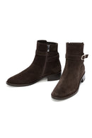 Woman Brown Zip Closure Suede Boots | Derimod Woman Brown Zip Closure Suede Boots | Derimod