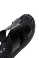 Women's Black Thick Soled Leather Slippers | Derimod Women's Black Thick Soled Leather Slippers | Derimod