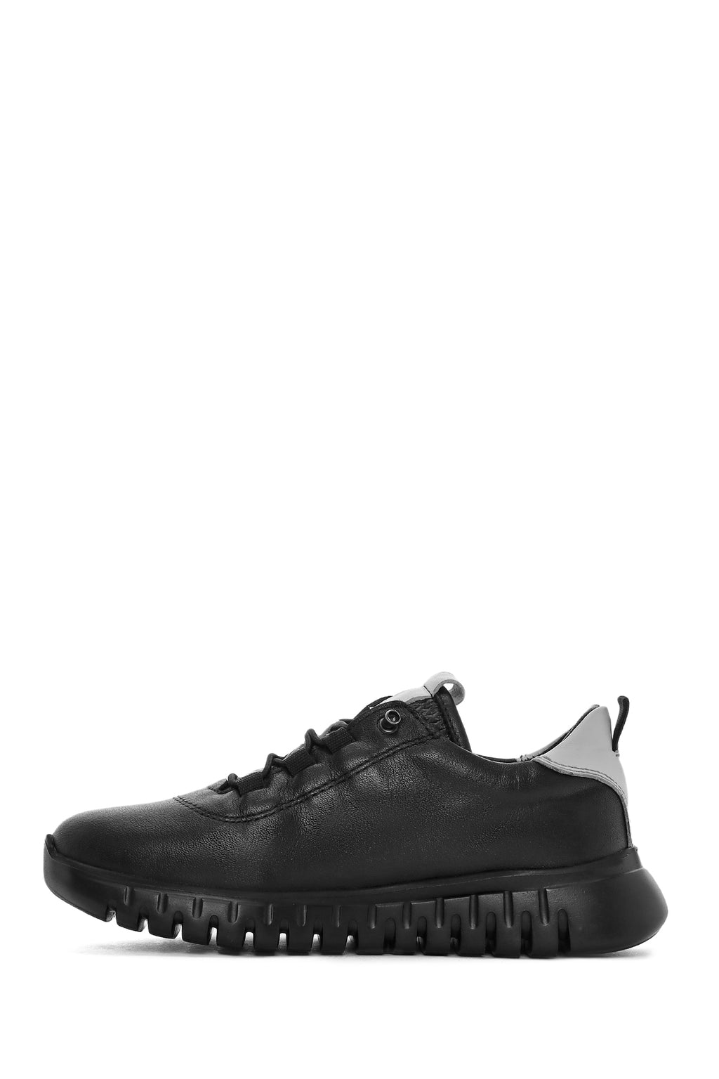 Kadın Siyah Bağcıklı Deri Sneaker