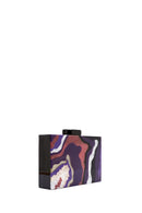 Women's Black Patterned Long Chain Strap Mini Box Clutch Bag | Derimod Women's Black Patterned Long Chain Strap Mini Box Clutch Bag | Derimod