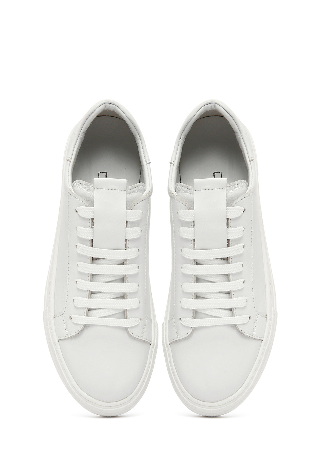 Kadın Beyaz Bağcıklı Deri Sneaker