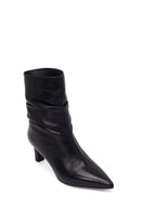 Woman Black Short Heeled Leather Boots | Derimod Woman Black Short Heeled Leather Boots | Derimod