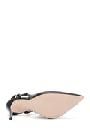 Women's Black Slingback High Thin Heel Leather Shoes | Derimod Women's Black Slingback High Thin Heel Leather Shoes | Derimod