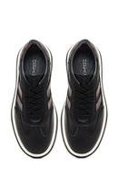 Women's Black Lace-Up Thick-Soled Leather Sneaker | Derimod Women's Black Lace-Up Thick-Soled Leather Sneaker | Derimod