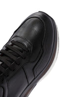 Erkek Siyah Bağcıklı Deri Sneaker | Derimod Erkek Siyah Bağcıklı Deri Sneaker | Derimod