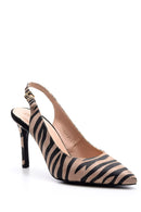 Kadın Zebra Desenli Topuklu Ayakkabı | Derimod Kadın Zebra Desenli Topuklu Ayakkabı | Derimod