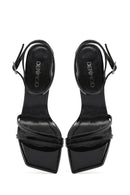 Women's Black Ankle Buckle Stoned Thin Heel Patent Leather Sandals | Derimod Women's Black Ankle Buckle Stoned Thin Heel Patent Leather Sandals | Derimod