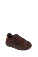 Woman Brown Lace-Up Chunky Sneaker | Derimod Woman Brown Lace-Up Chunky Sneaker | Derimod