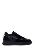 Kadın Siyah Kalın Tabanlı Kürklü Deri Sneaker | Derimod Kadın Siyah Kalın Tabanlı Kürklü Deri Sneaker | Derimod