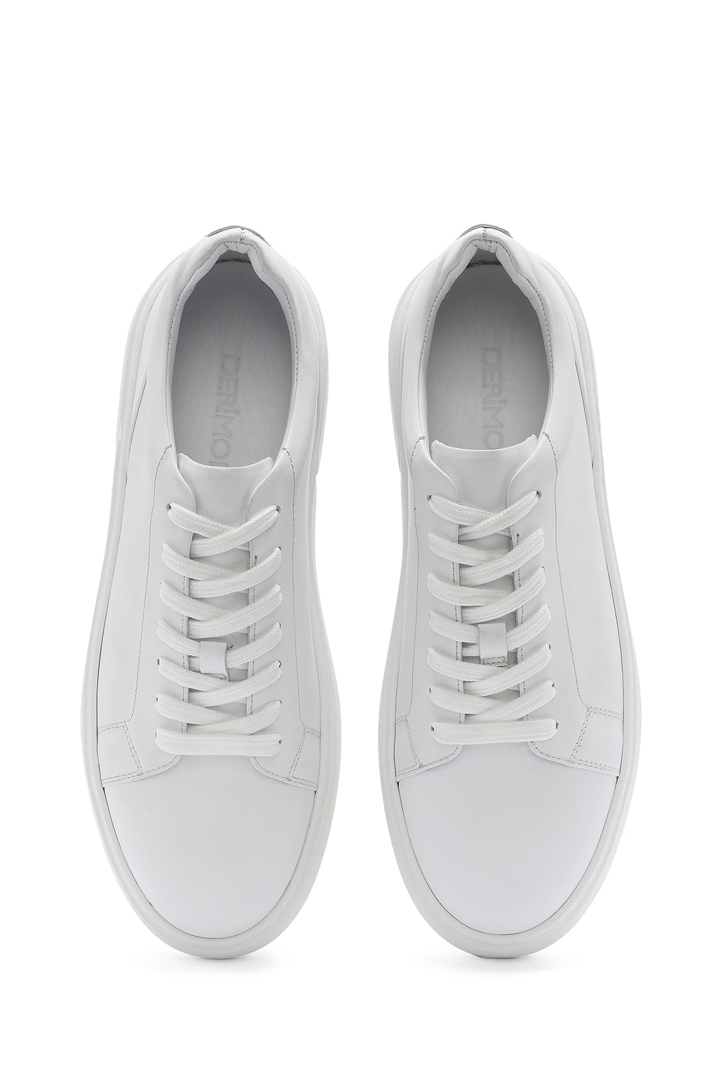 Erkek Beyaz Bağcıklı Deri Sneaker
