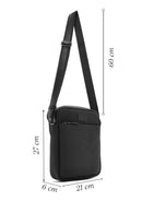 Men's Black Printed Leather Messenger Bag | Derimod Men's Black Printed Leather Messenger Bag | Derimod