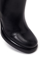 Woman Black Zip Closure Thick-Heeled Leather Boots | Derimod Woman Black Zip Closure Thick-Heeled Leather Boots | Derimod