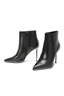 Women's Black Zippered Thin Heeled Leather Boots | Derimod Women's Black Zippered Thin Heeled Leather Boots | Derimod