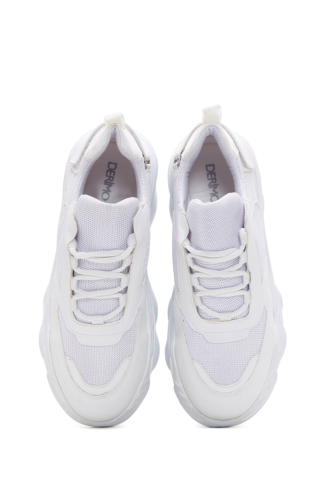 Kadın Beyaz Bağcıklı Kalın Tabanlı Sneaker