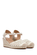 Women's Beige Ankle Buckle Wedge Heel Espadrilles | Derimod Women's Beige Ankle Buckle Wedge Heel Espadrilles | Derimod