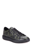 Camouflage Pattern Men's Leather Sneaker | Derimod Camouflage Pattern Men's Leather Sneaker | Derimod