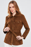 Margo Kadın Kahverengi Süet Deri Ceket | Derimod