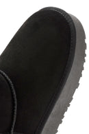 Women's Black Fur Detailed Thick Sole Suede Leather Boots | Derimod Women's Black Fur Detailed Thick Sole Suede Leather Boots | Derimod