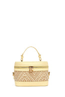 Women's Yellow Long Strap Patterned Mini Box Crossbody Bag | Derimod Women's Yellow Long Strap Patterned Mini Box Crossbody Bag | Derimod