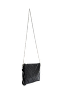Women's Black Chain Strap Patterned Clutch Bag | Derimod Women's Black Chain Strap Patterned Clutch Bag | Derimod