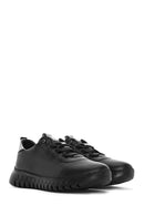 Women's Black Lace-Up Leather Sneaker | Derimod Women's Black Lace-Up Leather Sneaker | Derimod