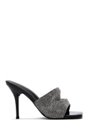 Women's Black Stone Thin Heeled Slippers | Derimod Women's Black Stone Thin Heeled Slippers | Derimod