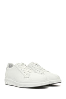 Erkek Beyaz Bağcıklı Deri Sneaker | Derimod Erkek Beyaz Bağcıklı Deri Sneaker | Derimod