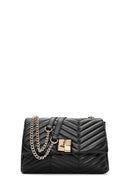 Kadın Siyah Uzun Askılı Kapitone Desenli Omuz Çantası | Derimod Kadın Siyah Uzun Askılı Kapitone Desenli Omuz Çantası | Derimod