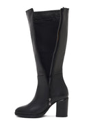 Woman Black Zip Closure Chunky Heeled Leather Boots | Derimod Woman Black Zip Closure Chunky Heeled Leather Boots | Derimod
