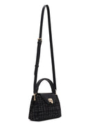 Woman Black Long-Strap Patterned Shoulder Bag | Derimod Woman Black Long-Strap Patterned Shoulder Bag | Derimod